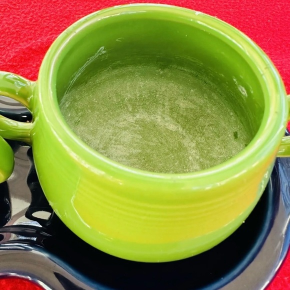 FIESTA Sugar & Creamer Tray Set Shamrock Green Cobalt Blue NO LID Homer Laughlin - Picture 4 of 12